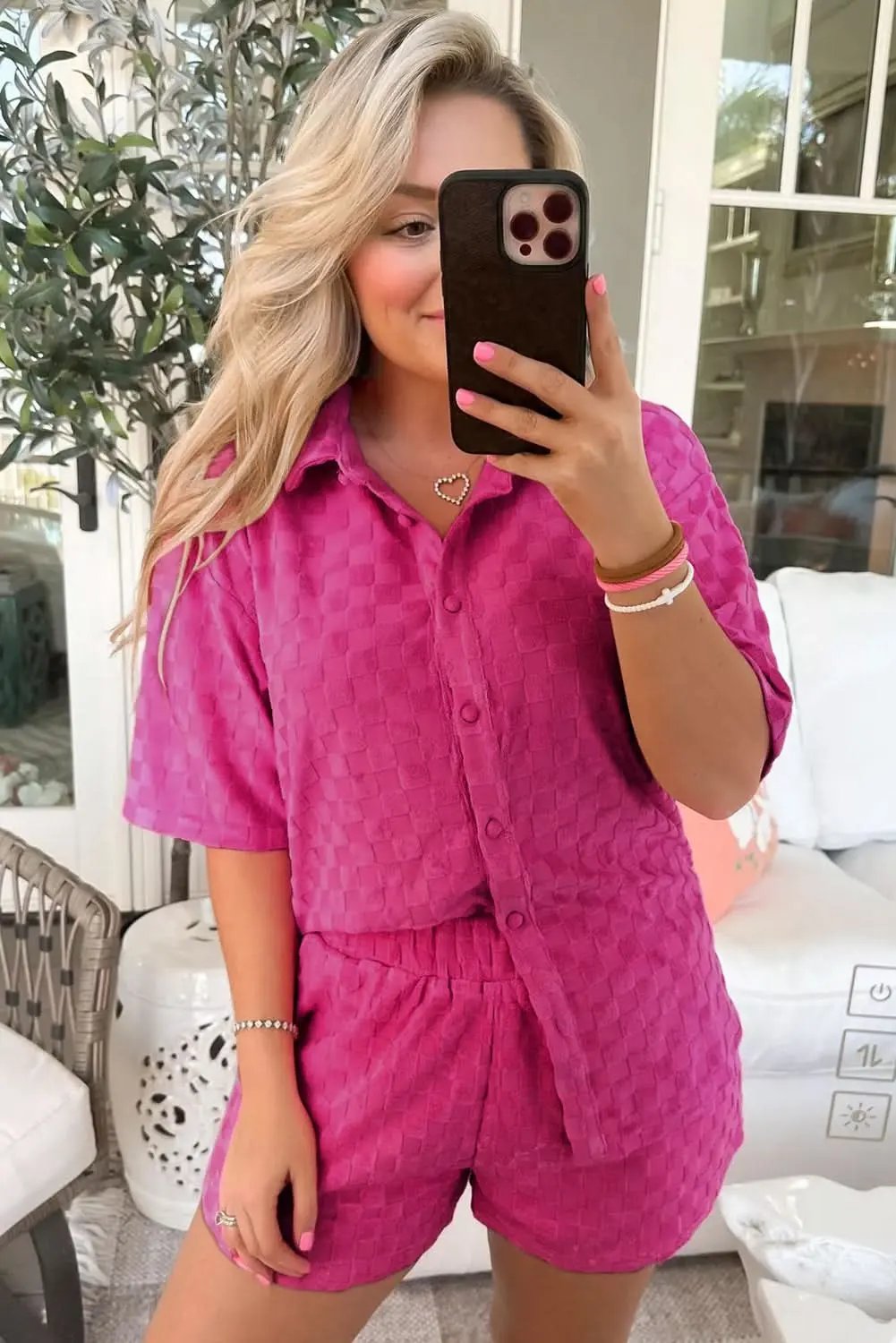 Chic peach blossom plus size short set - Love Salve